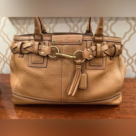 Coach Hampton Braided Pebbled Leather Bag - Picture 1 of 15